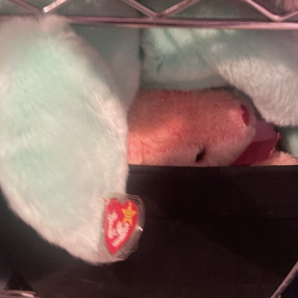 TY Beanie Buddy HIPPITY Green Bunny 14” Stuffed Animal Plush Beanie Babies 1998 - Picture 10 of 10